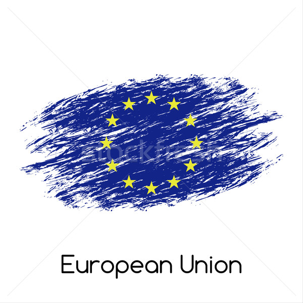 Simple vector European Union flag (EU), grunge flag, vector illustration isolated on white backgroun Stock photo © kurkalukas