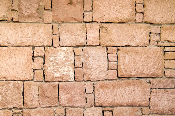 [[stock_photo]]: Mur · de · pierre · texture · bâtiment · orange · architecture · vintage