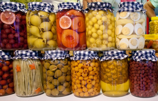 Pickled Vegetables And Fruit In Jars Stock photo © Kuzeytac