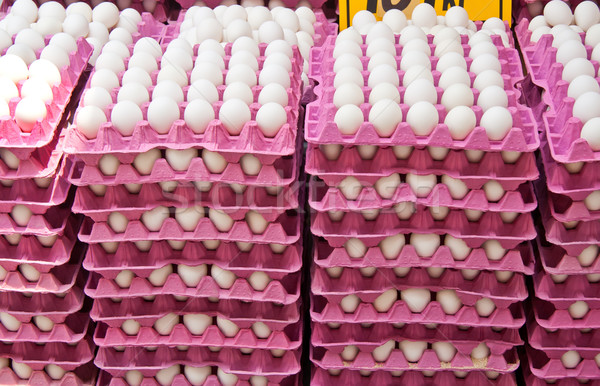 Stack Of Fresh Organic Eggs At A Street Market  Stock photo © Kuzeytac