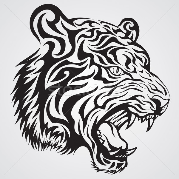 Сток-фото: тигр · голову · племенных · татуировка · черный · чернила