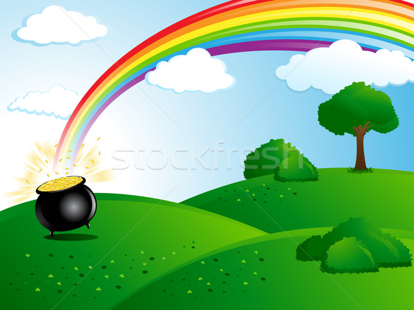 Dia paisagem ver arco-íris pote ouro Foto stock © kuzzie