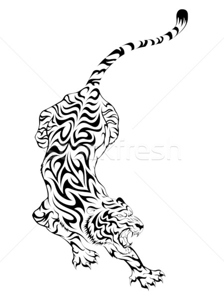 Tygrys tatuaż plemiennych kot głowie Zdjęcia stock © kuzzie
