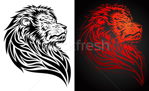 商業照片: 自豪 · 獅子 · 部落的 · 紋身 · 插圖 · 性質