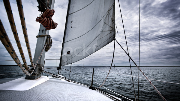 бурный яхта Storm облака морем Сток-фото © kwest