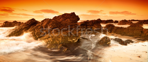 Sud australian plajă apus portocaliu ocean Imagine de stoc © kwest