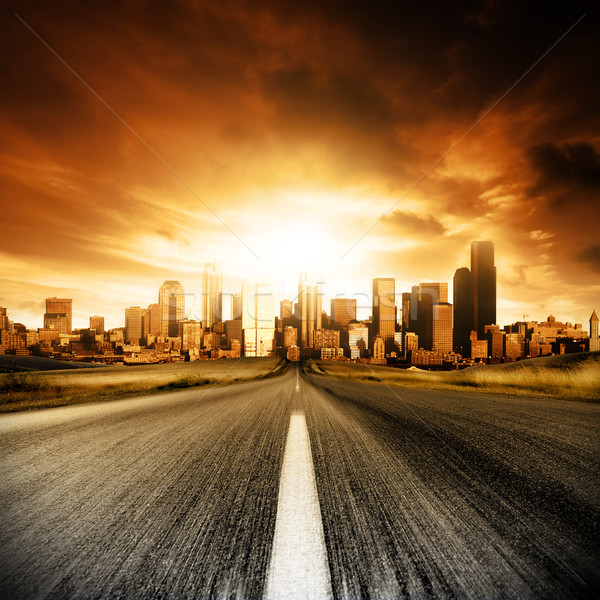 Városi végzet mozgás elmosódott út égbolt Stock fotó © kwest