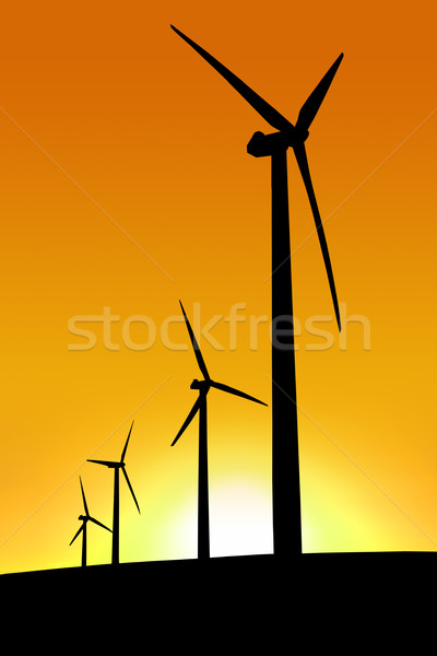 Pôr do sol parque eólico sul da austrália céu natureza verde Foto stock © kwest