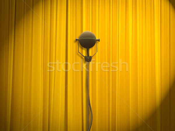 theatre stage with closed curtains and microphone Stock photo © kyolshin