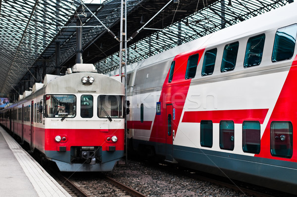 Helsinki dwa pociągów biały czerwony Zdjęcia stock © kyolshin