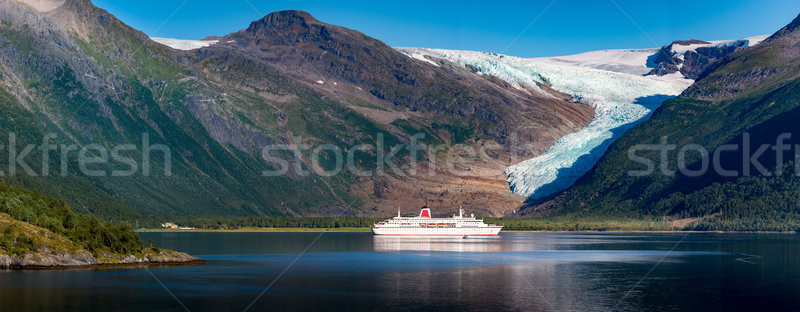 Cruise ship at Svartisen glacier in Norway Stock photo © kyolshin