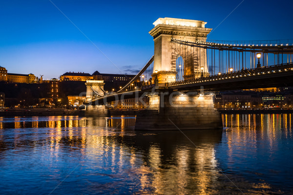 Chain bridge in Budapest, Hungary, Europe. Stock photo © kyolshin