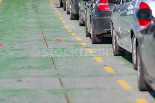 Stock photo: Car ferry in Norway. Autos in line onboard.