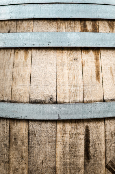 Detail of wooden barrel with metal hoops. Stock photo © kyolshin