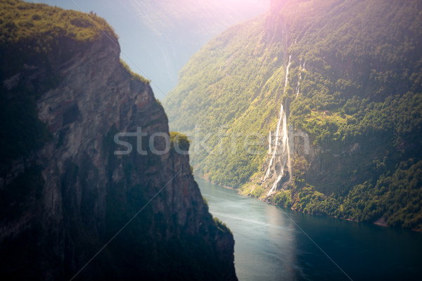 Stock foto: Wasserfall · Fjord · Norwegen · Europa · Skandinavien · groß