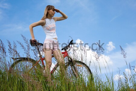 woman on bicycle Stock photo © kyolshin