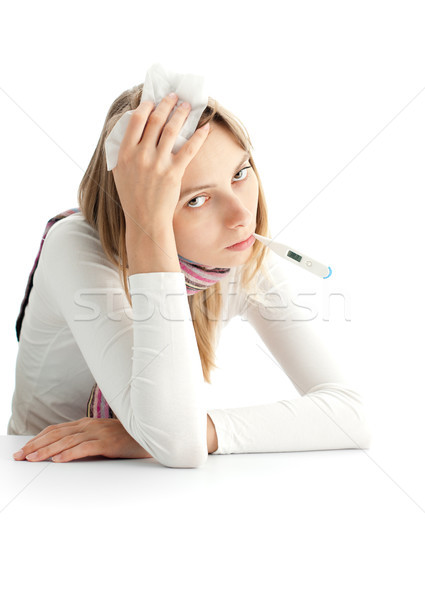Femeie trist frumos durere de cap Imagine de stoc © kyolshin