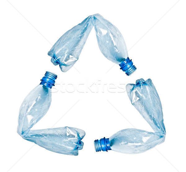Műanyag üvegek készít felfelé újrahasznosít szimbólum Stock fotó © kyolshin
