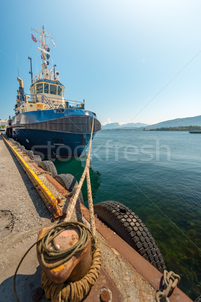 Stock fotó: Hajó · kikötő · Norvégia · Európa · halászhajók · előtér