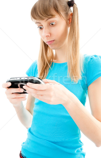 young girl playing video game Stock photo © kyolshin