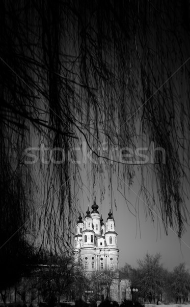 Hiver vue orthodoxe église blanc noir [[stock_photo]] © kyolshin