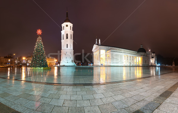 Vilnius cathedral at christmas night. Lithuania, Europe. Stock photo © kyolshin