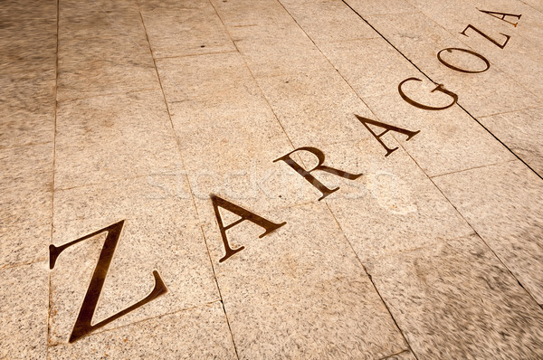 Name Zaragoza written on tiles in Spain, Europe. Stock photo © kyolshin