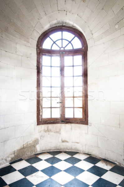 Grungy arched window inside old building. Stock photo © kyolshin
