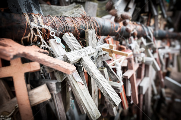 Stock photo: Great number of various crosses as memorial.