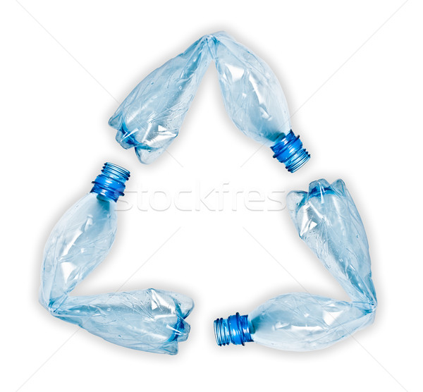 plastic bottles making up recycle symbol Stock photo © kyolshin