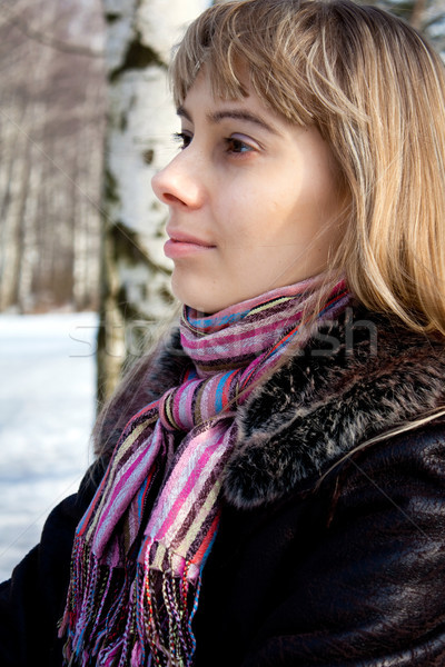 Fată pădure portret frumos blană Imagine de stoc © kyolshin