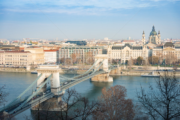 Lanţ pod Budapesta Ungaria Europa dunarea Imagine de stoc © kyolshin