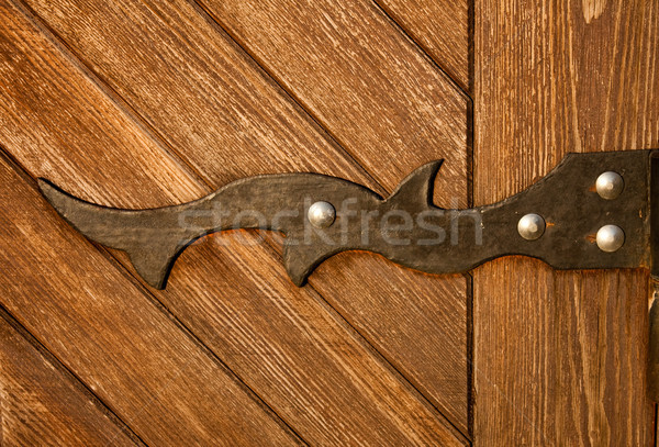 Fából készült ajtó fém zsanér fotó öreg Stock fotó © kyolshin