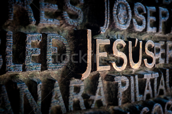 Name of Jesus written on the wall in cathedral. Stock photo © kyolshin