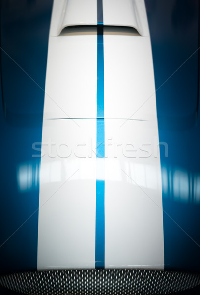 Blue and White Striped Hood of Classic Car Stock photo © kyolshin