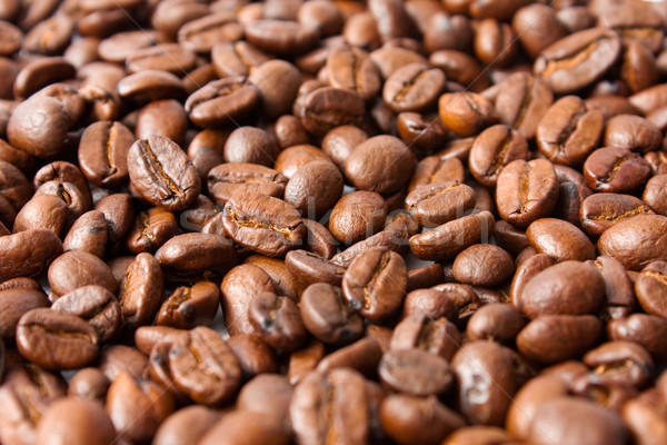 Boabe de cafea macro fotografie focus selectiv fundal bea Imagine de stoc © kyolshin