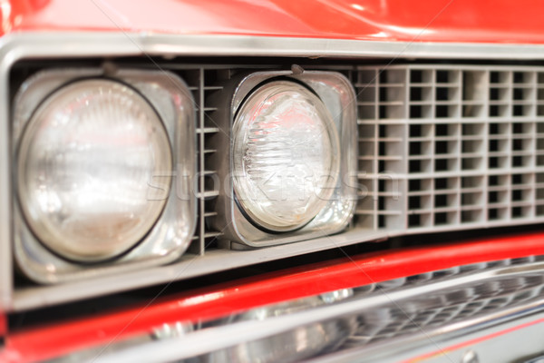 Close Up of Headlight of Red Classic Car Stock photo © kyolshin