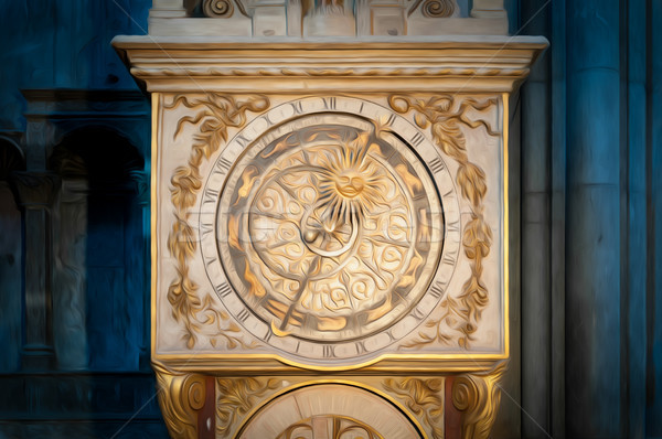 Old golden clock in Lyon, France. Stock photo © kyolshin