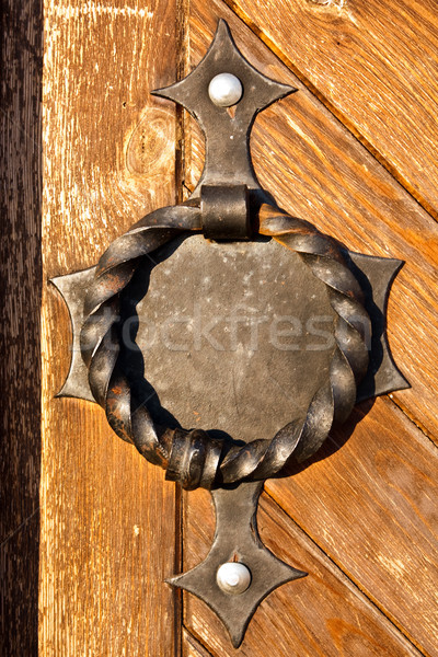 Fából készült ajtó fém zsanér fotó öreg Stock fotó © kyolshin