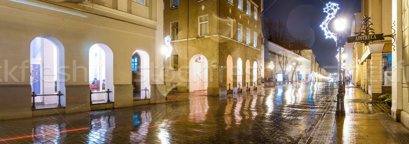 Utcakép éjszaka Litvánia panoráma utca hosszú Stock fotó © kyolshin