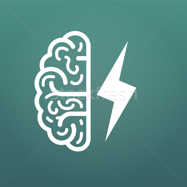 Cerveau foudre grand idée icône isolé Photo stock © kyryloff