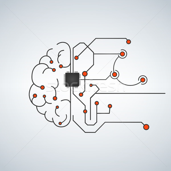 Hi tech brain made of electric lines, symbolizing the progress of computer technologies, Futurism. V Stock photo © kyryloff