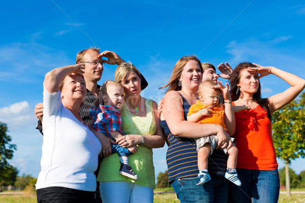 Family and multi-generation - fun on meadow in summer Stock photo © Kzenon