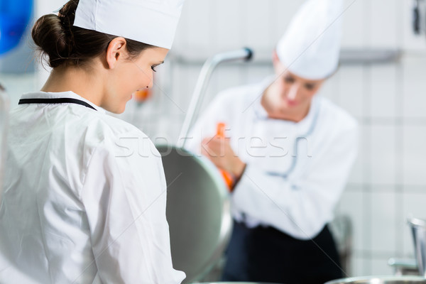 Canteen kitchen with chefs during service Stock photo © Kzenon