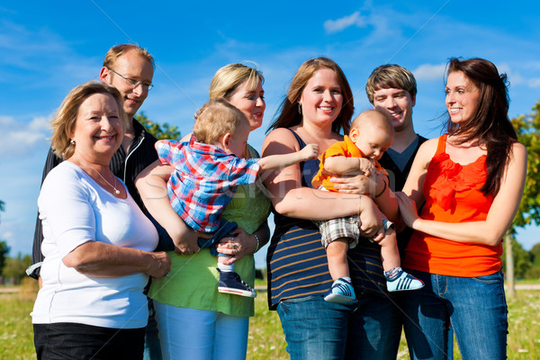 Stock photo: Family and multi-generation - fun on meadow in summer