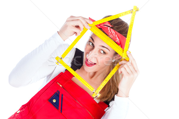 [[stock_photo]]: Femme · amélioration · de · l'habitat · bâtiment · construction · amusement