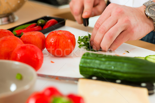 Preparing the vegetables and salad Stock photo © Kzenon