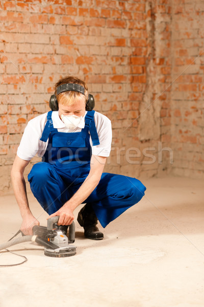 Sanding The Cement Floor Stock Photo C Arne Trautmann Kzenon