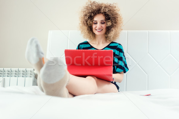Happy self-employed woman or telecommuter Stock photo © Kzenon