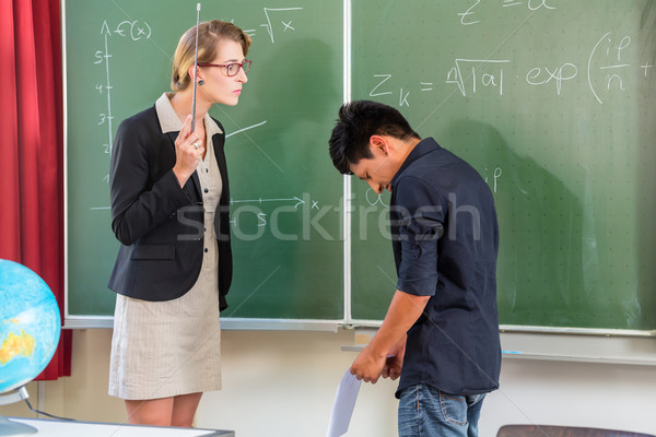 Teacher criticizing a pupil in school class Stock photo © Kzenon
